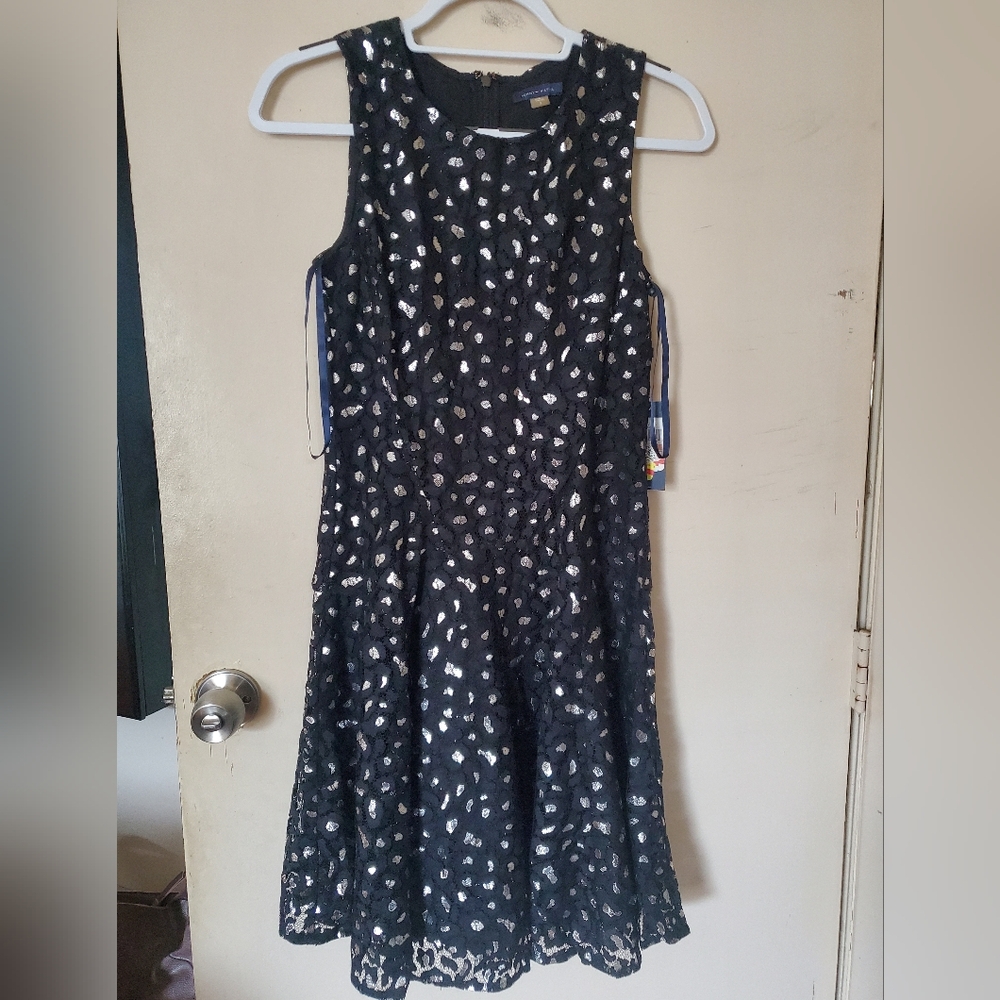 Knee length dress silver and black